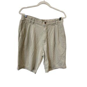 Tommy Bahama Pleated Silk Chino Shorts Size 33 Tan Beige Neutral Summer Outdoor